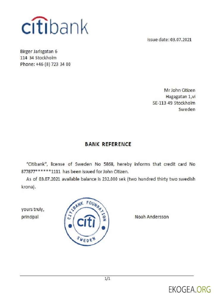 Suède , Citibank , reference